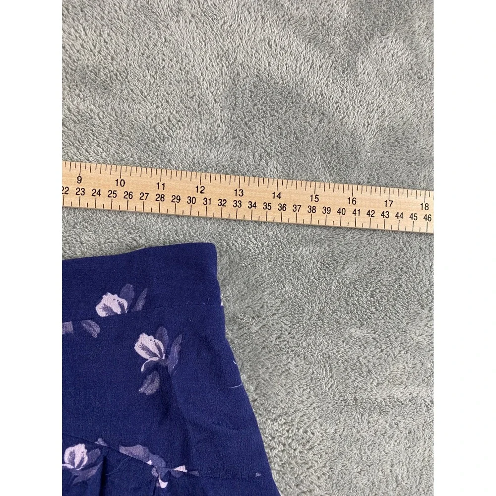 Nordstrom Girls Navy Blue Lavender Floral Mini Skirt Size L 10/12‎ Elastic Back